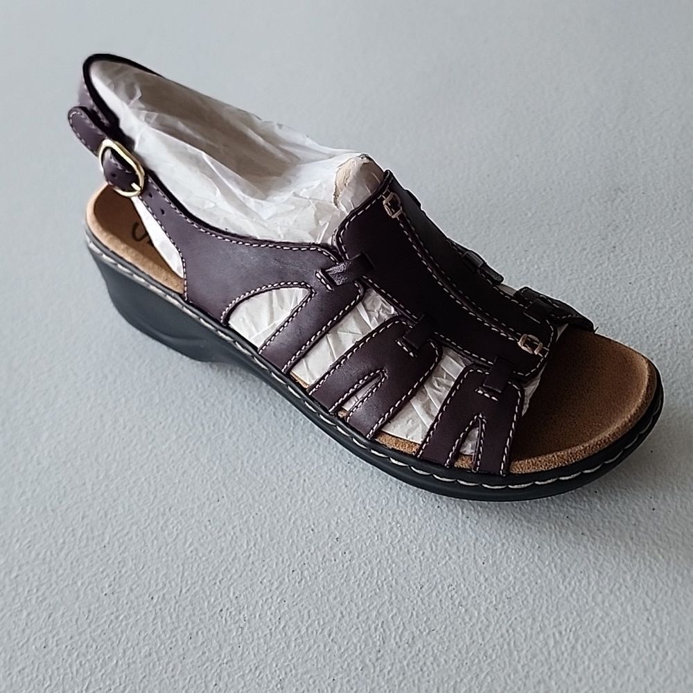 Clarks Women's Sandals - Dark Brown and White